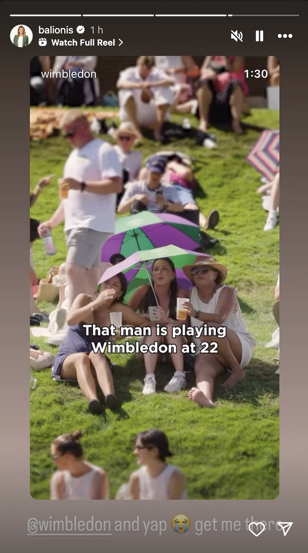 Amanda Jacqueline Balionis shares what she looks forward to at Wimbledon (Image via Instagram @balionis)